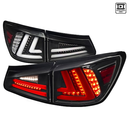 Spec-D Tuning 06-08 Lexus Is250 LED Tail Lights Black LT-IS25006JMLED-TM
